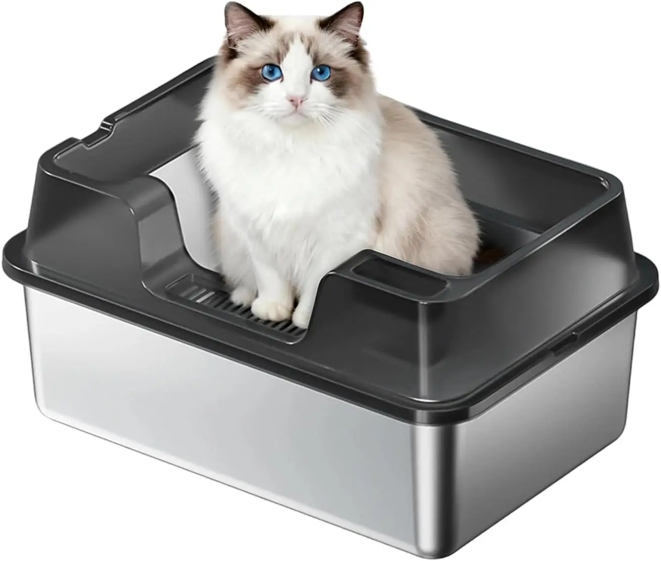 

Stainless Steel Litter Box, XL Enclosed Cat Litter Boxes with Lid for Big Cats and Multi-Cats, High Sided, Anti-Urine L