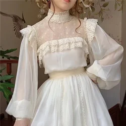 Vintage Cottage Chiffon Gatsby Dress Fairy Woman Chic Romantic Lace Lantern Sleeve Retro Princess Dresses Vestido Festa Faldas