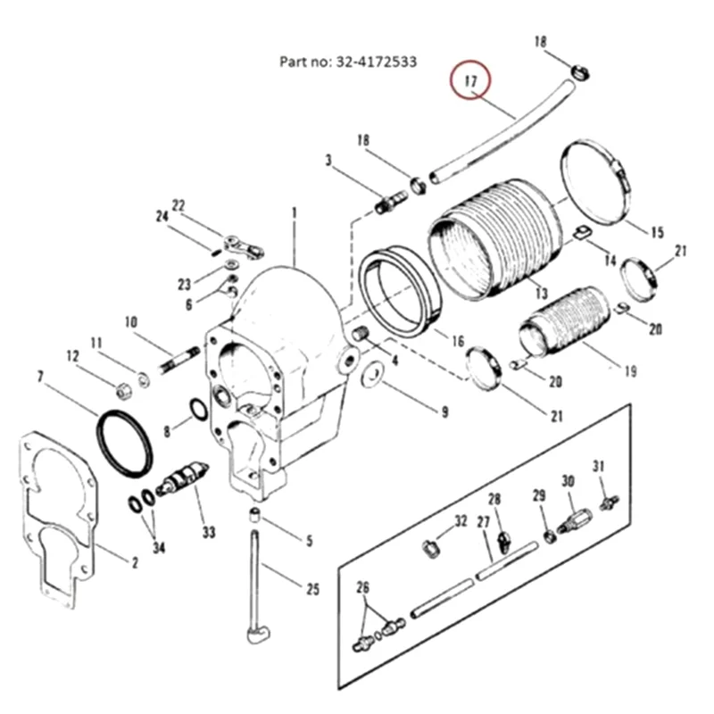 32-4172533 Water Intake Hose for Mercruiser Alpha Gen1 & 2 3/4inch Gimbal 32-4172533 32-8M0062309