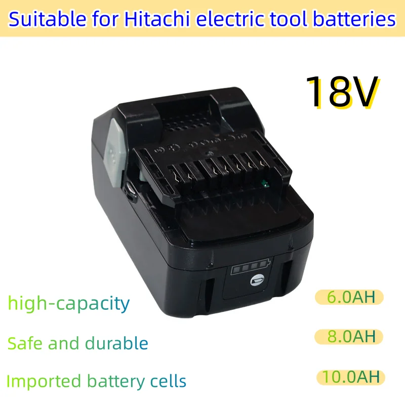 18V 6.0Ah 8.0Ah 10.0Ah Li-ion Battery For Hitachi  Cordless Power Tools BSL1850 BSL1860 BCL1815 EBM1830 BSL1840 330139