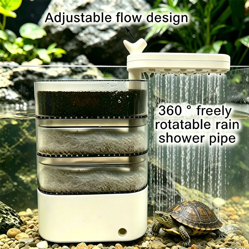 Fish Tank Low Water Level Filter Turtle Tank Rain Shower Oxygenation Suction  3-in-1 Pump Clean Aquarium Water Drip Filter 220V