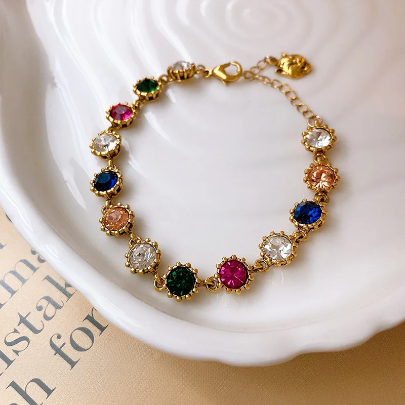 New Arrival Colorful Crystal Bracelets Fashion Strand Bracelet Women Vintage Jewelry