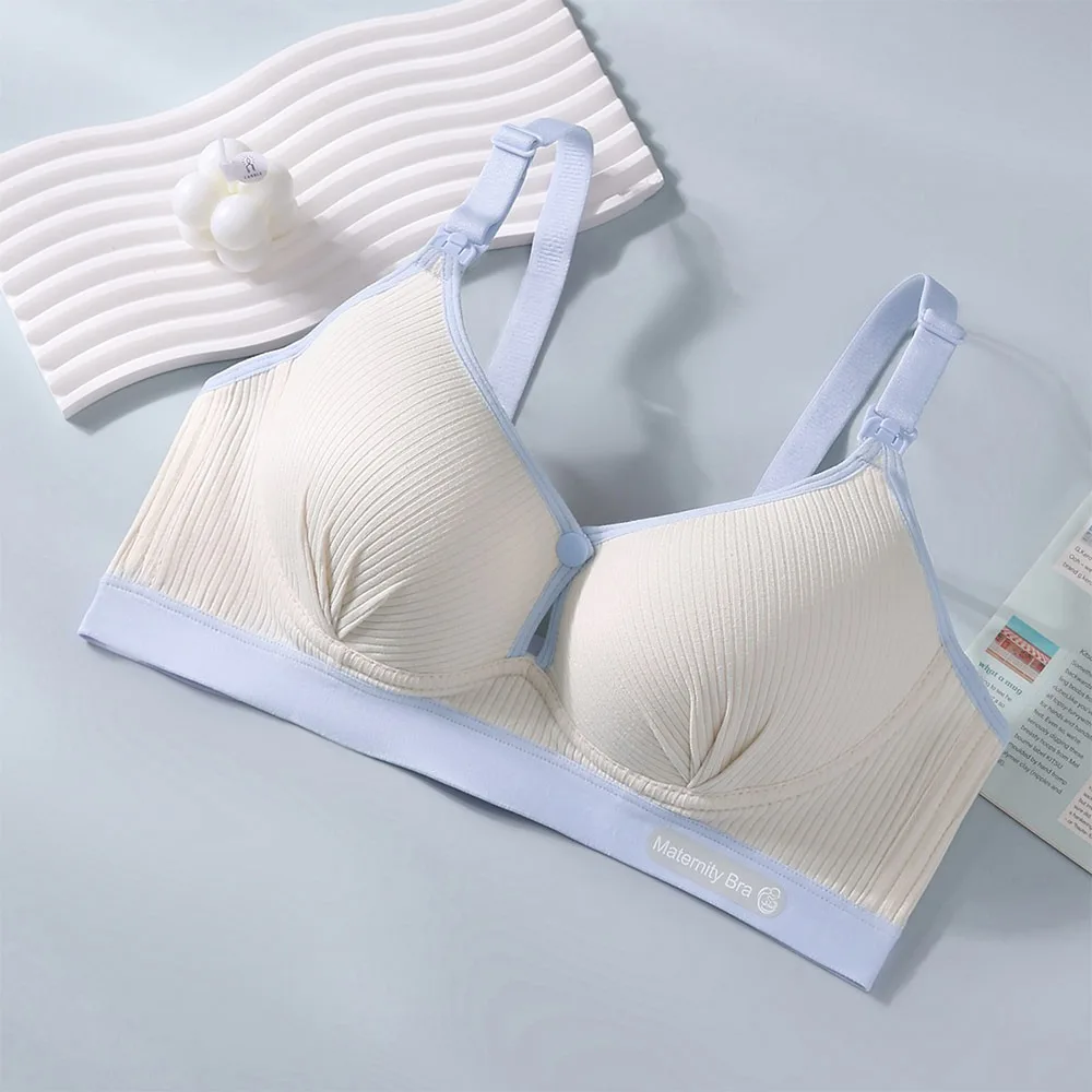 Fashion Double Buckle Nursing Bra Push-up Anti-sagging Maternity Bra Convenient Soft Pregnancy Bralette for Breastfeeding