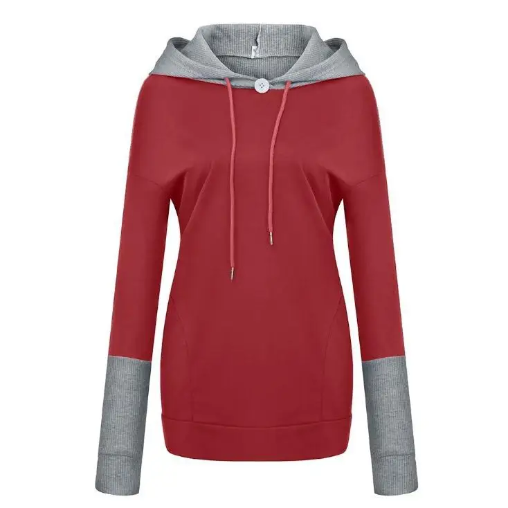 Felpa con cappuccio New Sle Wi Button Splice transfrontaliera Faion Felpa con cappuccio personalizzata Ket da donna Slim Fit in fibra di velluto