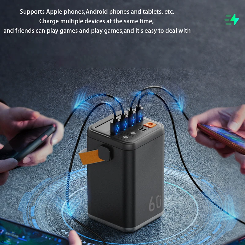 60000mAh High Capacity Portable Power Bank 45W USB-C Fast Charging External Battery Pack for iPhone Samsung Xiaomi Smartphones
