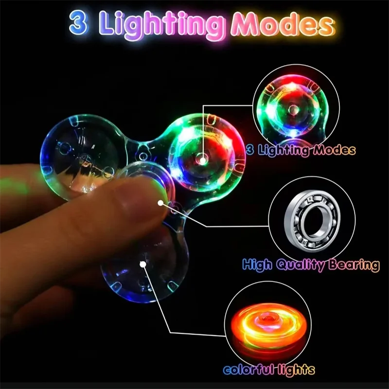 LED Fidget Spinners pour enfants et adultes, jouets sensoriels qui brillent dans la nuit, jouets pour autistes tdah, prix en classe, cadeaux de fête