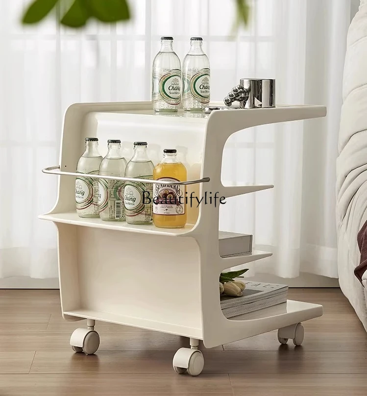 

05-*Nordic cream wind edge few small apartment sofa multi-functional bedroom mobile trolley bedside cabinet