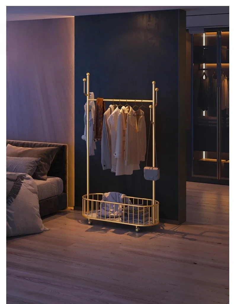 Coat rack floor-to-ceiling bedroom premium light luxury living room with wheels movable  style high-end