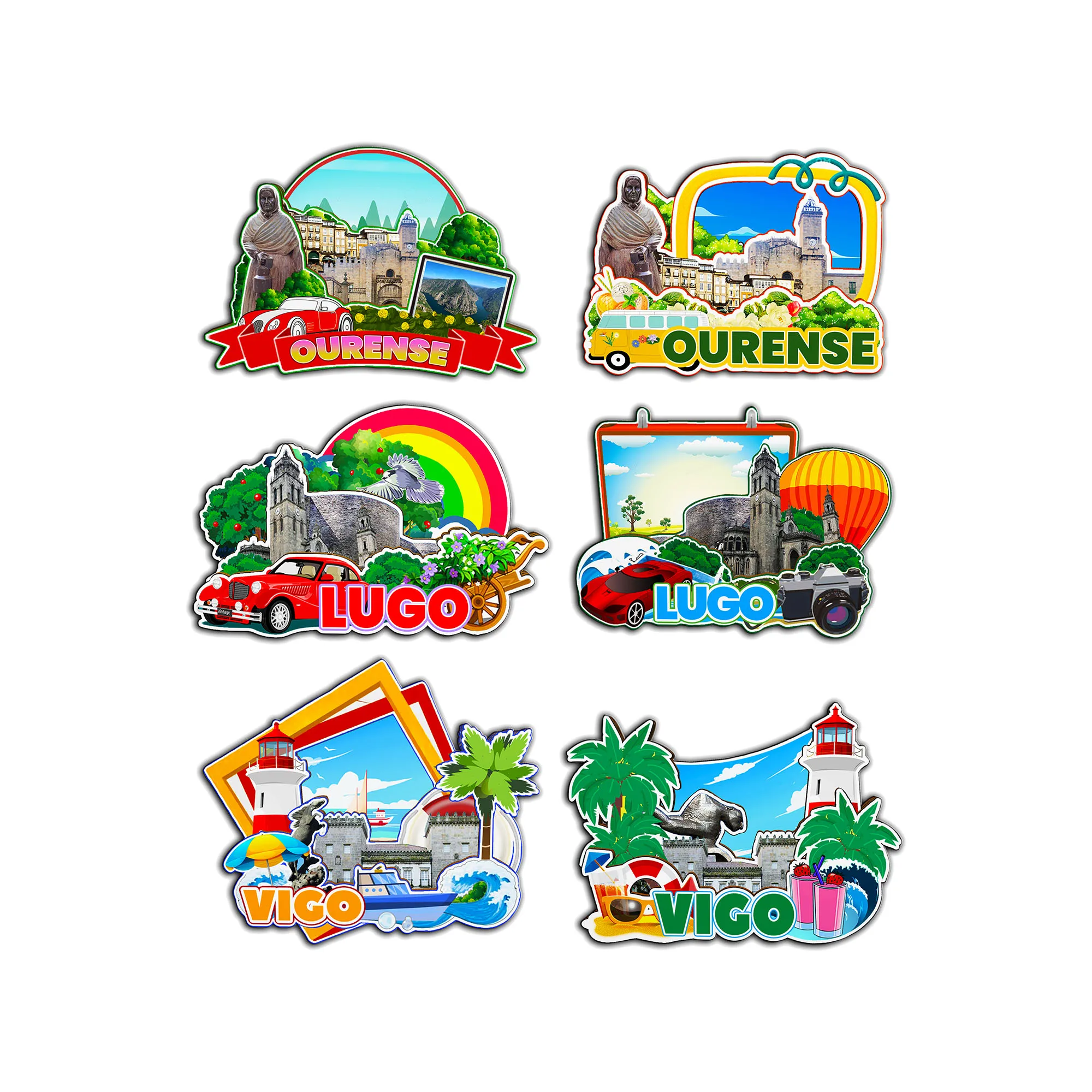 Декоративные магниты для Lugo Unha Vigo Extremadura Испания City Landmark Travel Уникальные сувениры 3D деревянные наклейки на холодильник