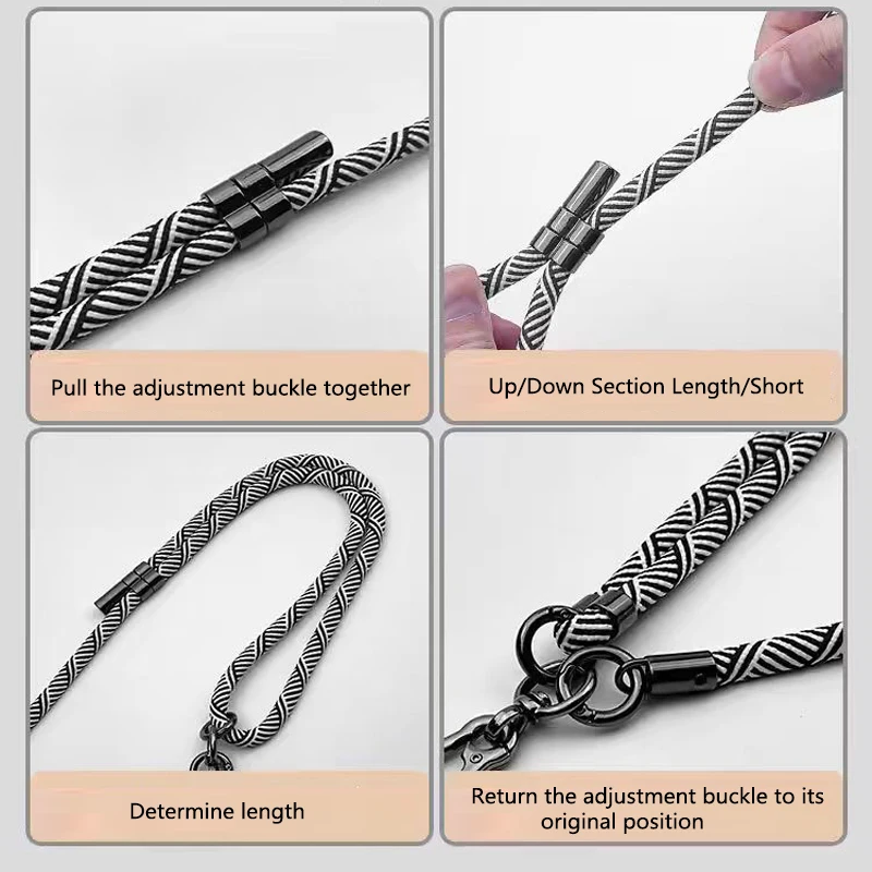 150cm Adjustable Mobile Phone Strap Outdoor Anti-lost Crossbody Phone Lanyards Neck Rope with Patch Cellphone Hanging Cord Strap