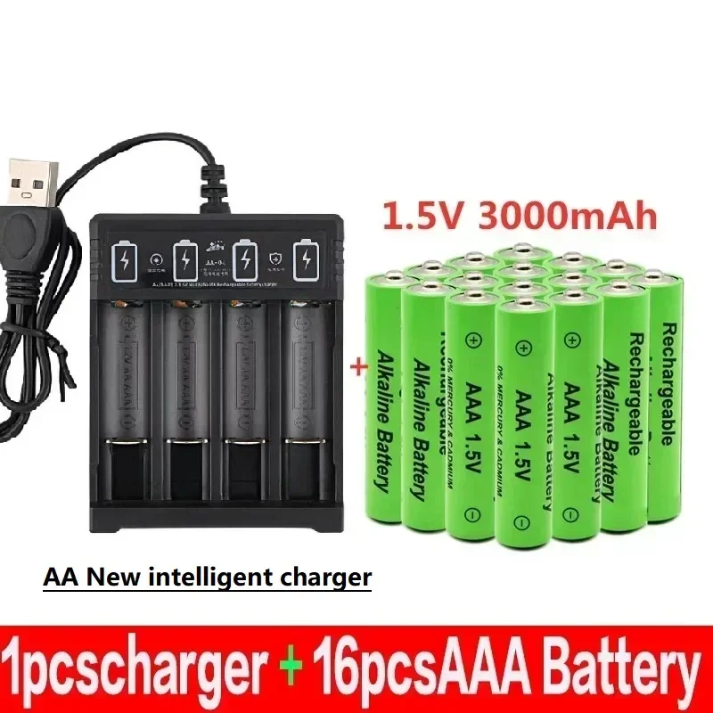 Pilas recargables AAA de 100% MAh, 3000 V, 1,5 MAh, cargador de inteligencia, novedad de 3000