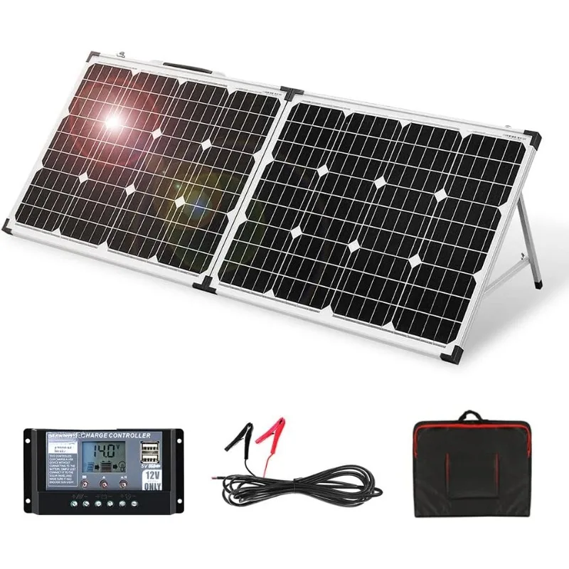 Portable Foldable Solar Suitcase Monocrystalline,Kit with Controller to Charge Batteries RV Camping Boat