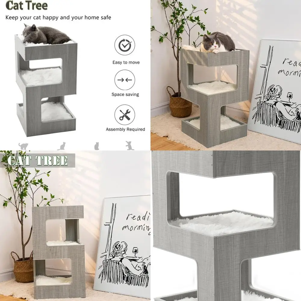 

Spacious Multi-Level Indoor Cat Tree with Removable Blanket, 27.5 Luxury Stand for Kittens