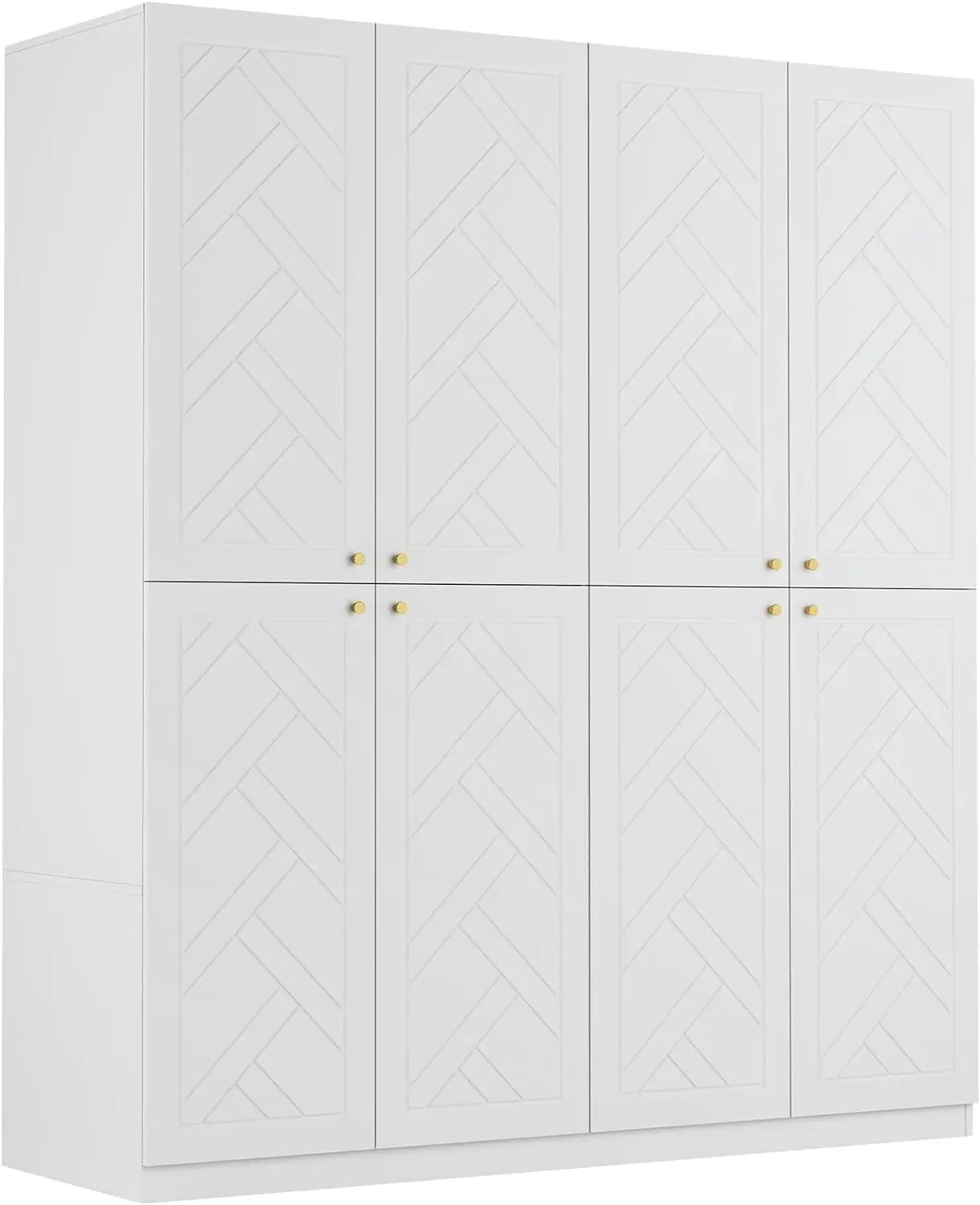 

4 Doors White Armoire Wardrobe,Freestanding Clothes Storage Closet with 2 Hanging Rod Shelf 2 Drawers 20.8" D x 63" W x 71.65" H