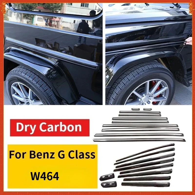 

For Benz G Class W464 Real Dry Carbon Fiber ABS Side Door Body Molding Strips Cover Trim Exterior Body Kit 2019-2024 Accessories
