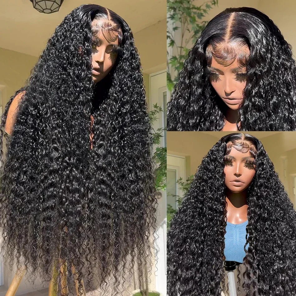 Curly Human Hair 250 Density Wig Wear And Go Glueless 13x4 13x6 HD Transparent Lace Frontal Brazilian  Deep Wave Lace Front Wig