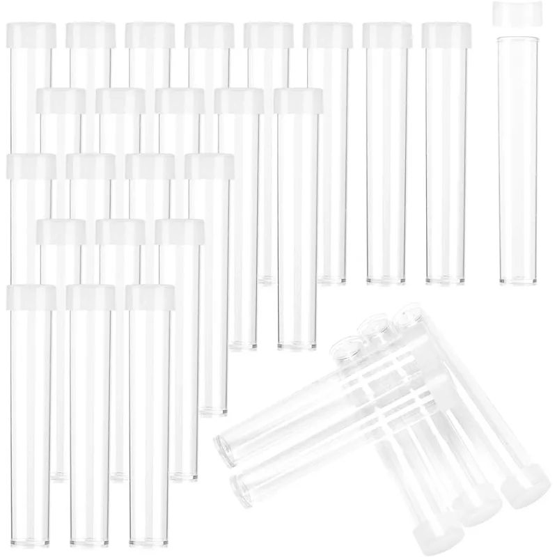 

100 шт., прозрачные пластиковые трубки, контейнеры для бисера, прозрачные пластиковые маленькие пустые трубки для хранения, набор контейнеров для бисера, коробки-органайзеры