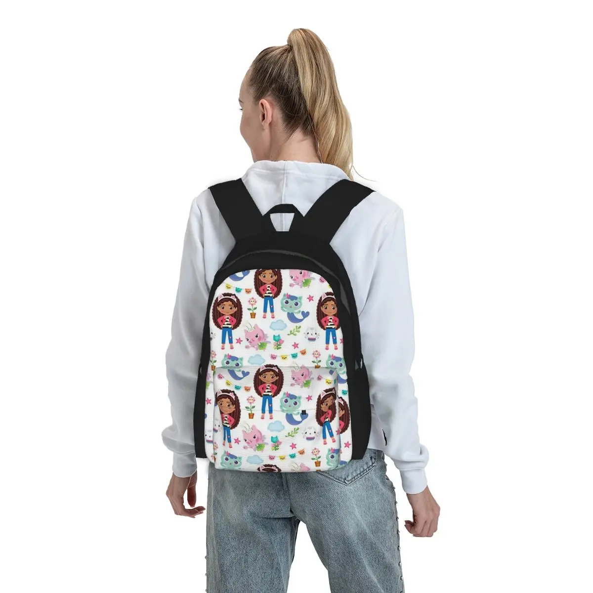 Cute Gabbys Dollhouse Cartoon Backpack Student BookBag Children School Bag Computer Shoulder Bags for Men Women