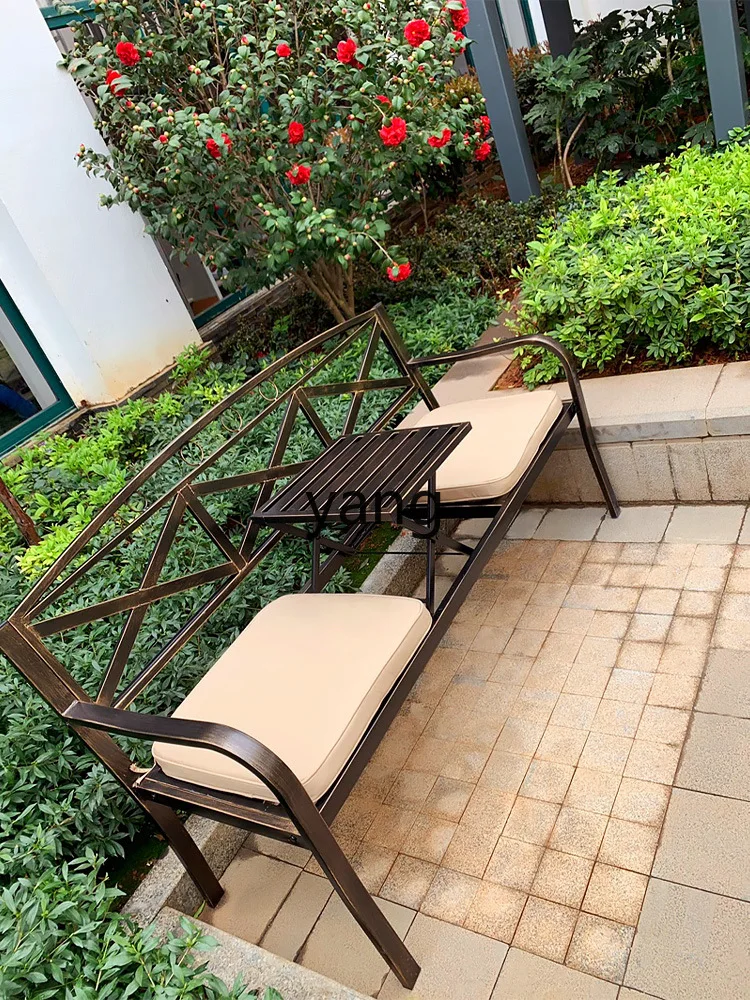 CX Outdoor Balcony Table and Chair Combination Small Coffee Table Three-Piece Set Courtyard Community Leisure Bench