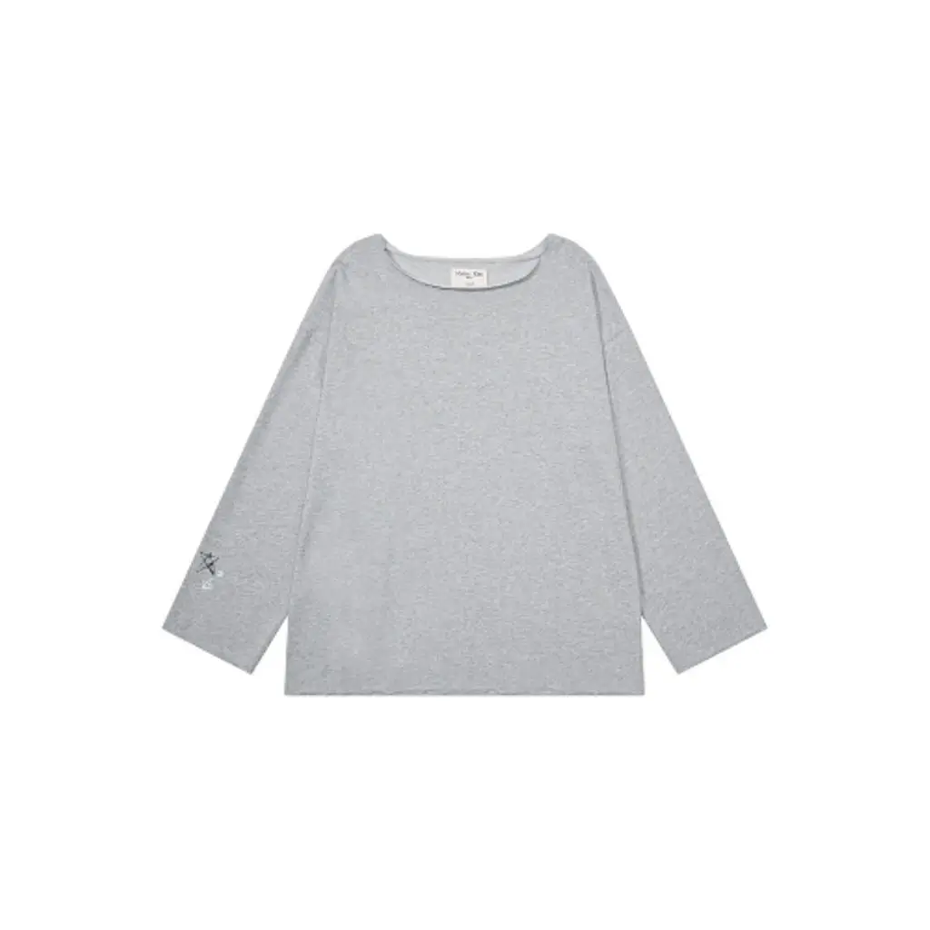 In Stock Korean Matin Kim Letter Graffiti One-Shoulder Long Sleeve T-Shirt Oversized Casual Street Style Off Shoulder Top Women