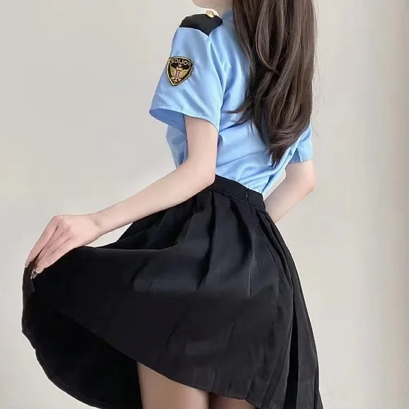 Disfraces de azafata de policía para mujer, lencería de Cosplay de Anime, uniforme de marinero, falda Sexy para juego de rol sexual, traje de sirvienta MN1