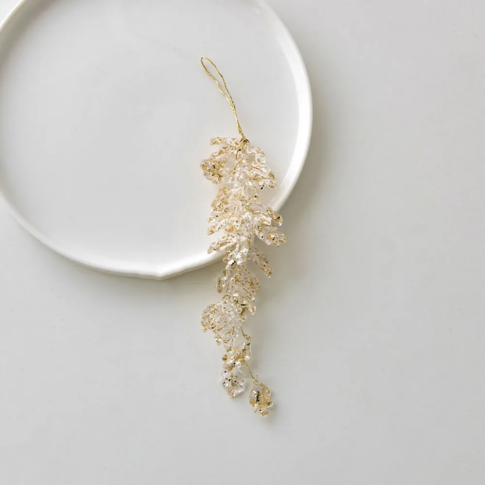 

Acrylic Christmas Icicle Pendant Artificial Leaves Realistic Xmas Tree Hanging Ornament DIY Craft Christmas Tree Decoration