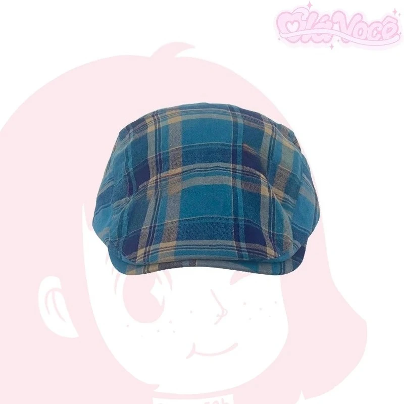 Original Bow Contrasting Color Plaid Newsboy Hats for Women Show Face Summer Thin Versatile Sunscreen Vintage Berets Cap Y2k