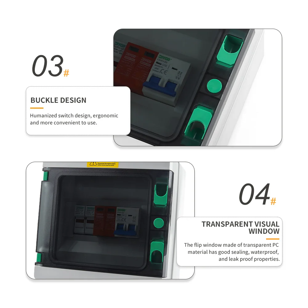 Wandmontierte IP65 wasserdichte DC500V 1-1 PV-Kombinationsbox Solar-Anschlussdose SPD Überspannungsschutz Sicherung MCB für Solaranlagen – Detail 4