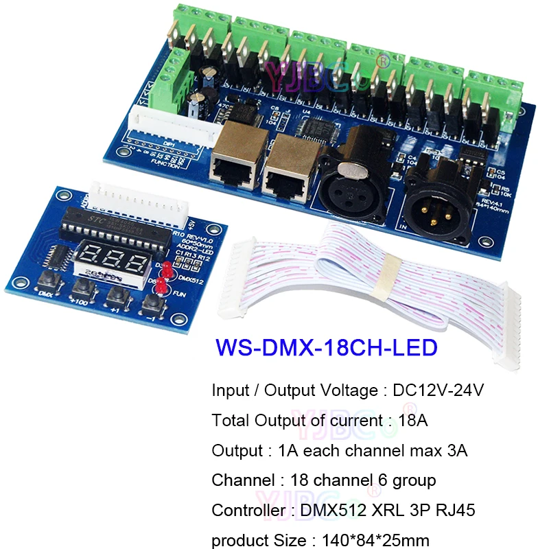 5V 12V 24V 36V DMX512 Decoder 18CH/24CH/27CH/36CH/40CH DMX RGB RGBW LED Controller For LED Strip,Lamp,Module