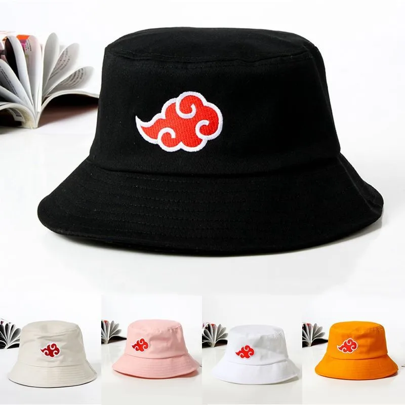 Naruto embroidered auspicious cloud pattern sunscreen breathable bucket hat men and women outdoor sunshade couple casual hat