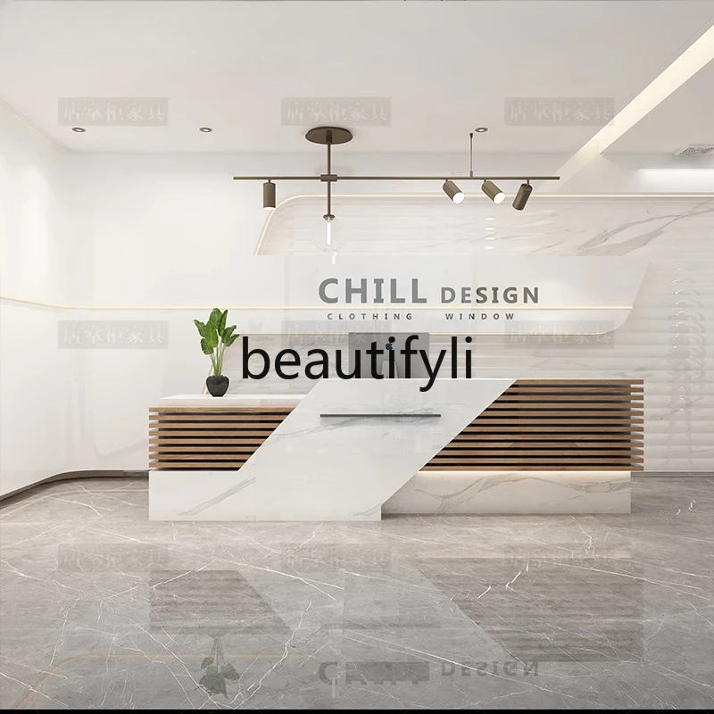 

Reception desk Simple modern paint bar counter Company clothing store checkout page counter
