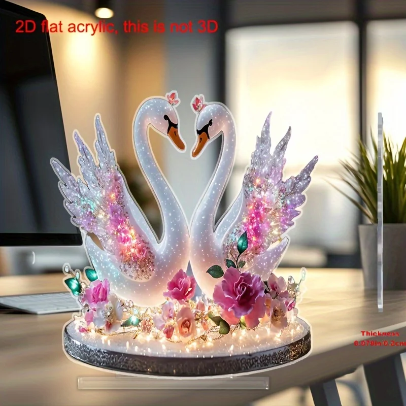 2D Flat 1pc 2D Flat Decoration/Iridescent Swan Desktop Ornament Acrylic Decoration - | Perfect Choice for Bedroom, Living Room,