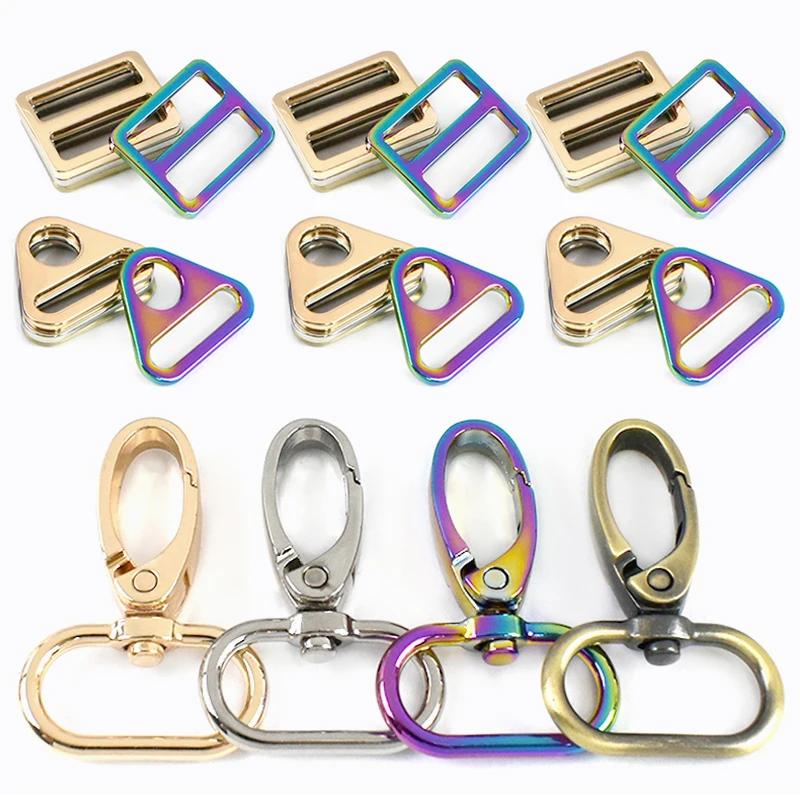 

25mm 3/5Sets Metal Buckles for Bag Strap Swivel Lobster Clasp Tri-Glide Slider Buckle Handbag Adjuster Hook Hardware Accessories
