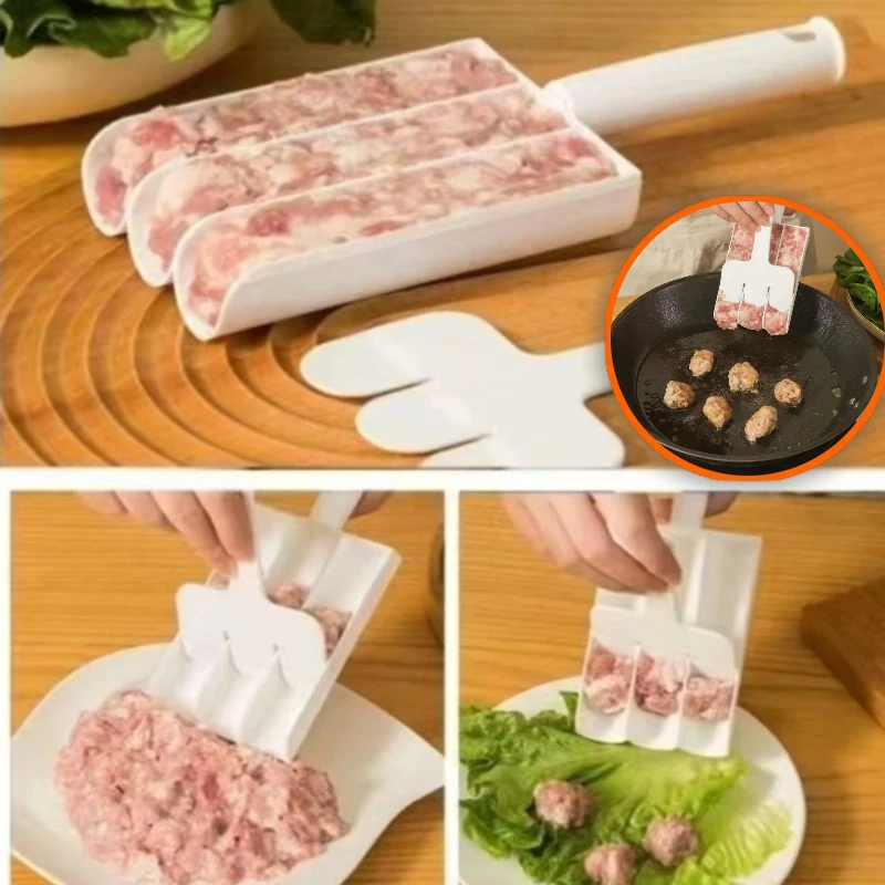 

1pc Kitchen Quadruple Rice Meat Dumpling Machine Fish Meatball Household Mold Plastic Spoon Meat Filling Processing Kitchen Tool