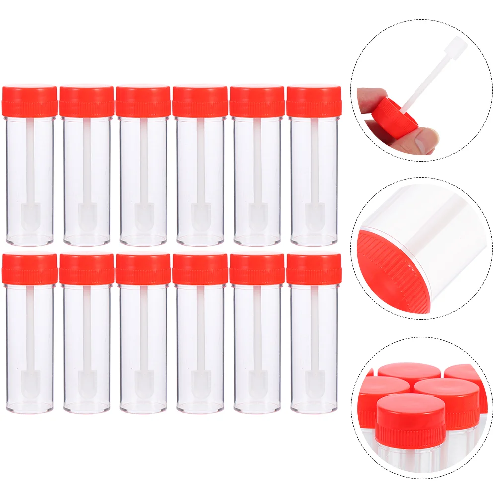 12 Pcs Stool Sample Collection Kit Sampling Tube Storage Tubes Portable Plastic Test Specimen Cup