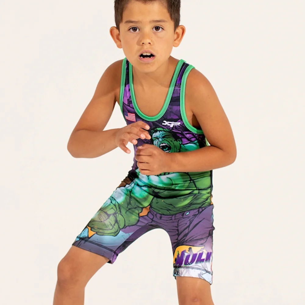 Summer children\'s wrestling weight lifting one-piece suit sleeveless swimming running one-piece set team boxing suit track suit