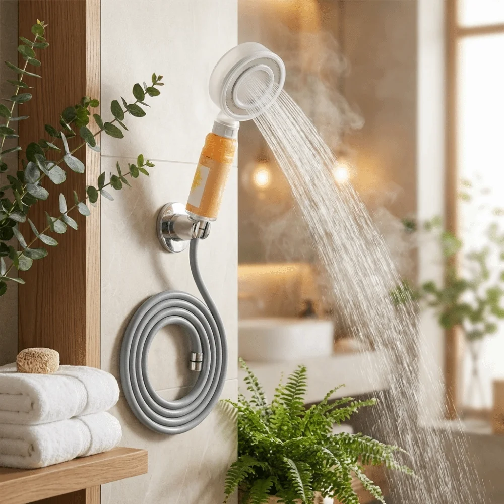 

Built-in Water Filter Pressurized Shower Head Chlorine Removal Function Pressurized Design Shower Head With Water Filter