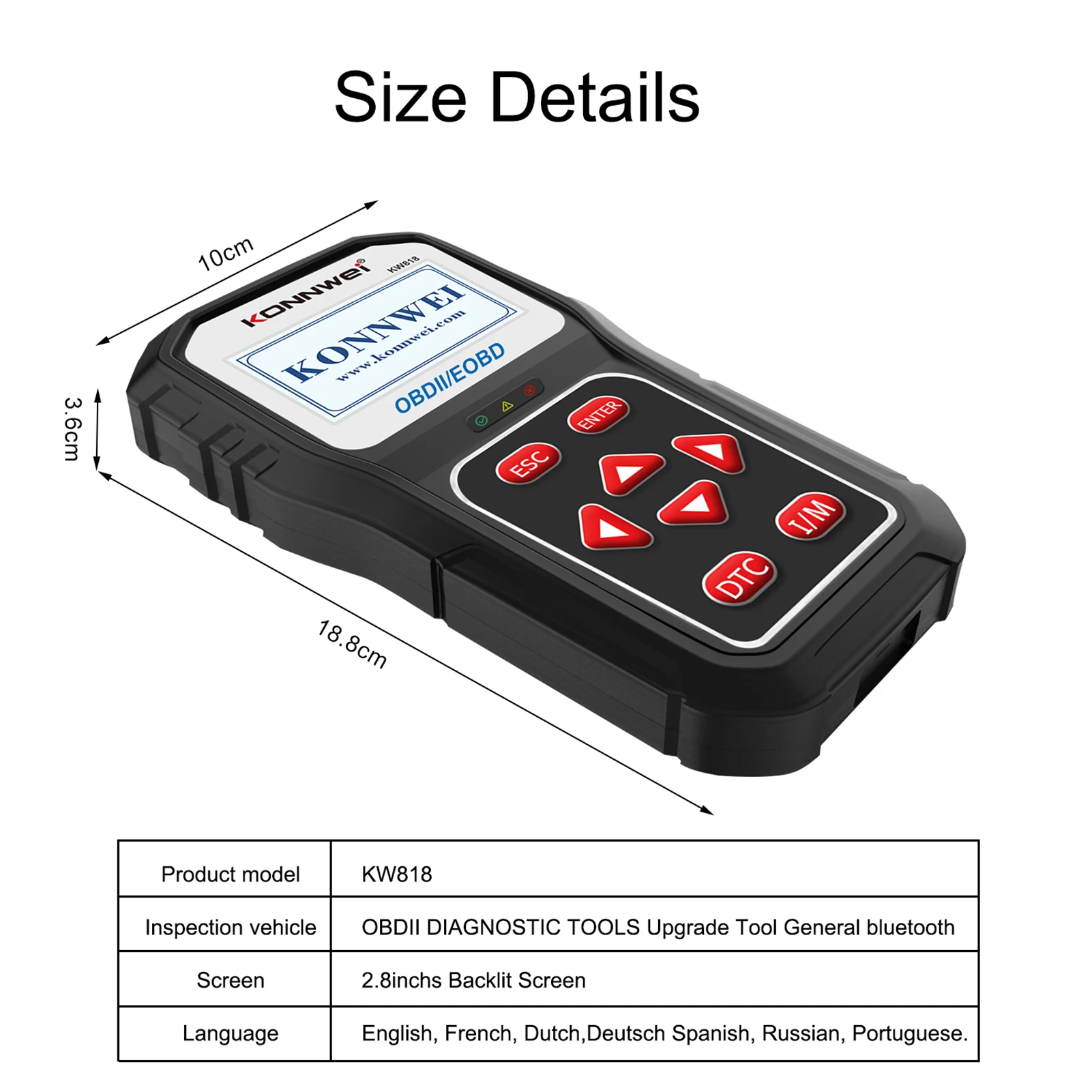 KONNWEI KW818 OBD2 Scanner Car Diagnostic Tools Auto Code Reader Battery Tester Check Engine Fault Code Reader Bluetooth