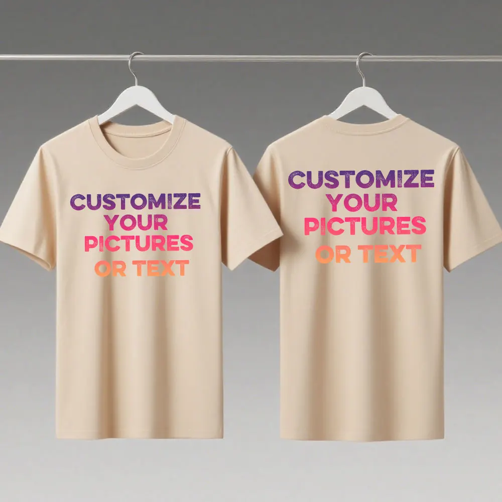 Custom Tshirt Front Back Print Professional Your Own Logo Text Photo Male Personalized Premium Gifts High Quality Cotton Tshirt