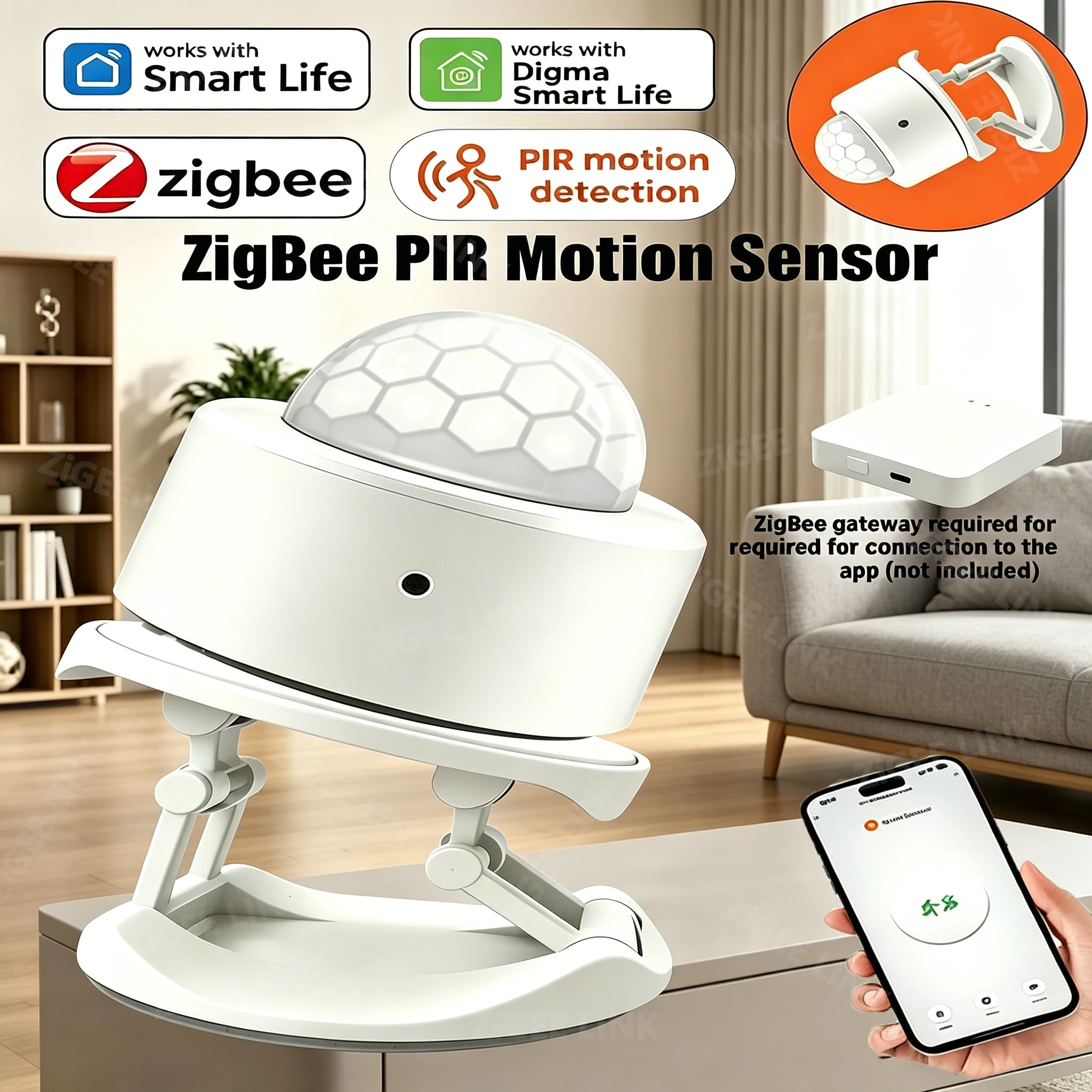 Zigbee PIR-Bewegungssensor, Infrarot-Detektor für den menschlichen Körper, Heimsicherheitsalarm, Bewegungserkennungssensor, funktioniert mit Smart Life