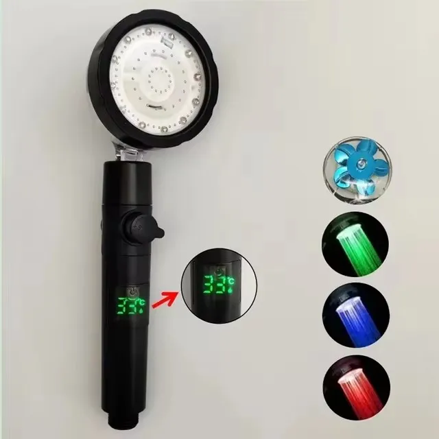 LED Anion Shower Head Rainfall SPA Temperature Control Shower Head Pressurized Water Saving 3/7 Colors Handheld Bathroom Shower image 5