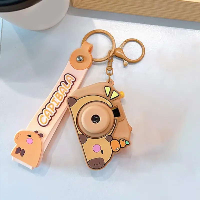 Capybara Projection Camera Keychain Cartoon Capybara Schoolbag Pendant Silicone Camera Key Ring Projector Children Birthday Gift