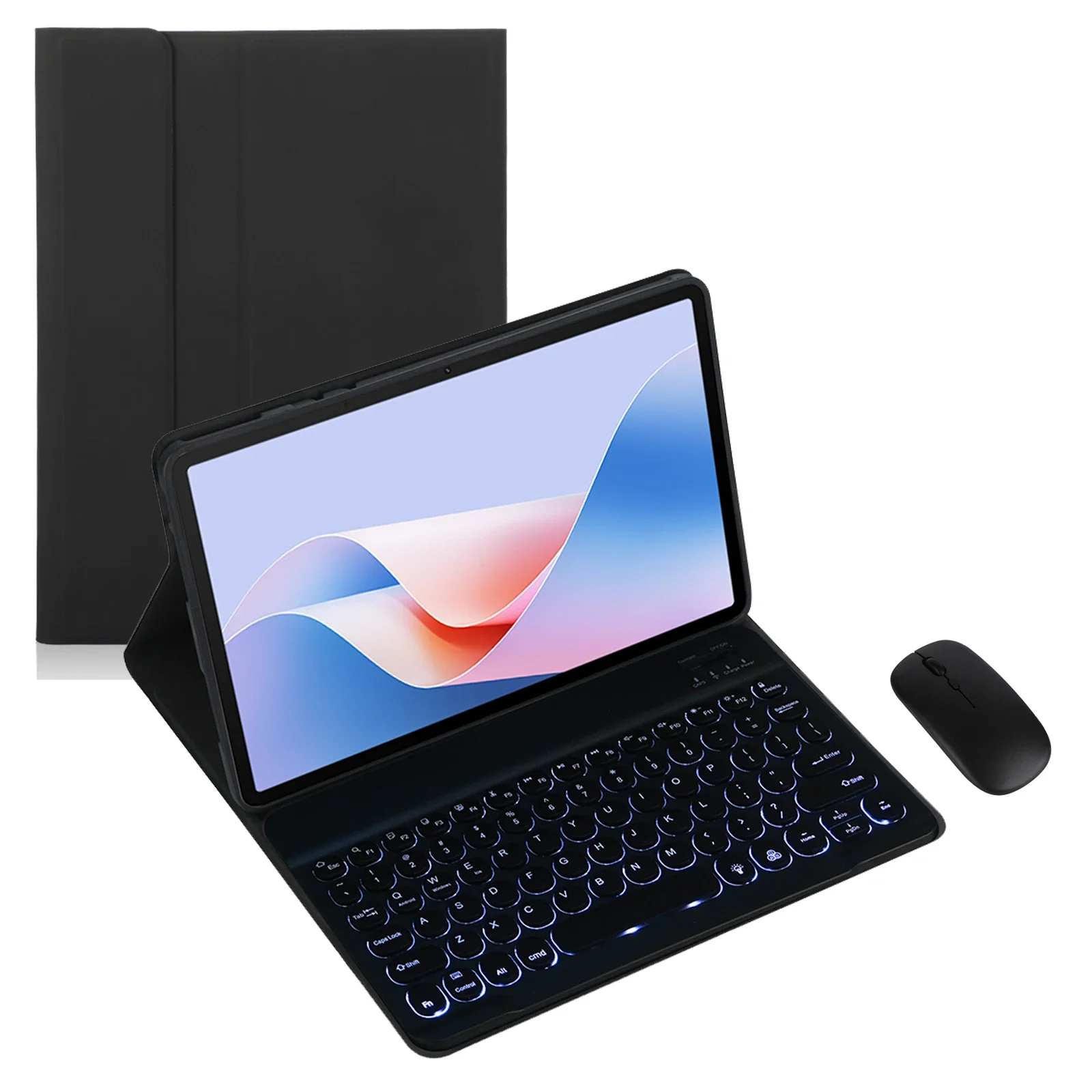 Rounded Keyboard Case for HUAWEI MatePad Pro WGR-W09/W19 12.6inch Tablet,Detachable Wireless Keyboard Cover with Mouse(Black)