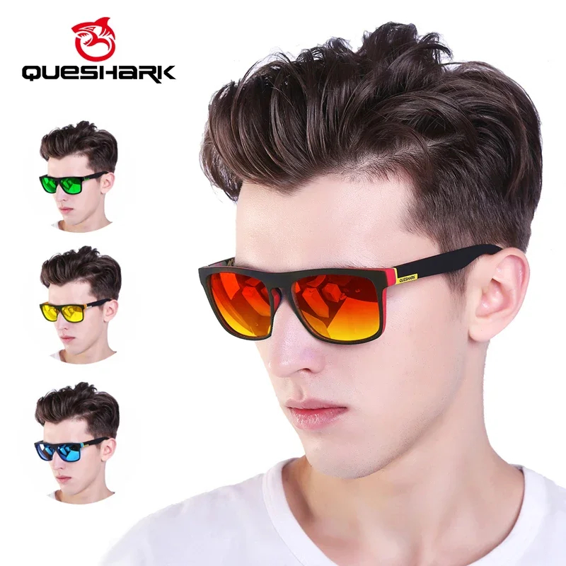 

Queshark Men Women HD TR90 Frame Square Polarized Cycling Sunglasses MTB Bicycle Sports Eyewear Riding Road Bike Glasses