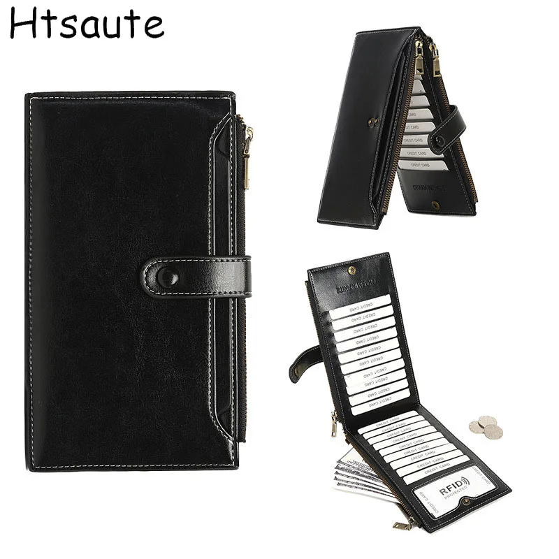 Retro Fashion Women Long Wallet Large Capacity Multifunctional Multi Card Slot Wallet Multi functional Double Zipper Handbag