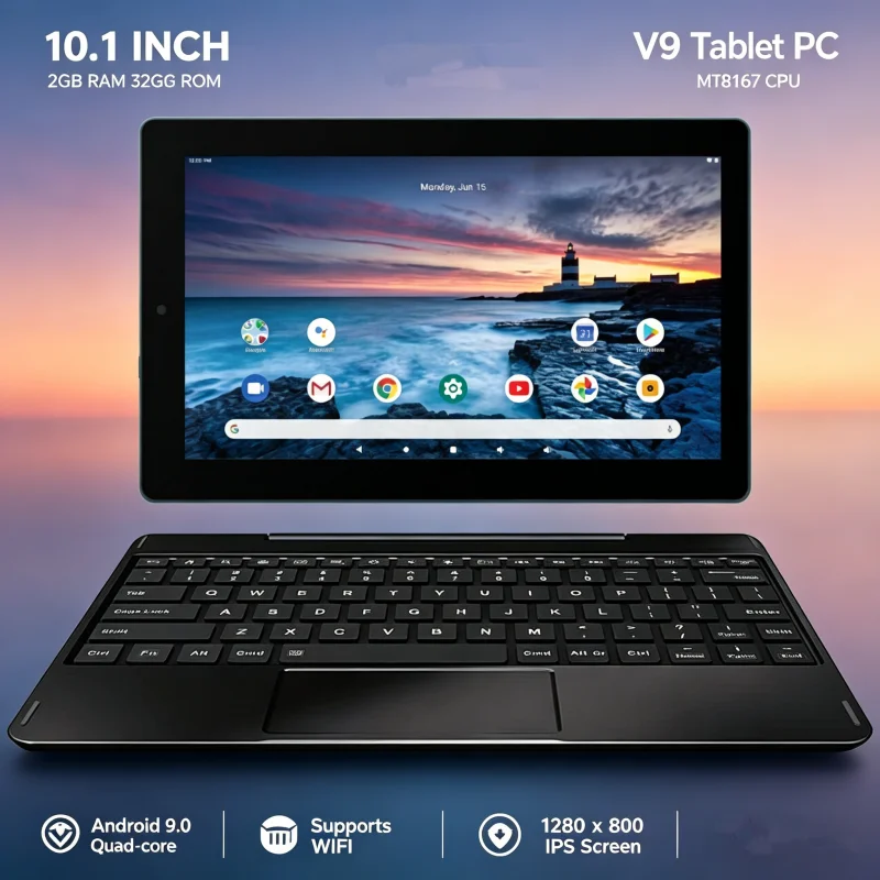 10.1 inch 2GB RAM 32GB ROM Q1 Android 9.0 Tablet PC CPU MT8167 Quad Core V9 2M Cache Processor Dual Camera WIFI Battery 5000mAh