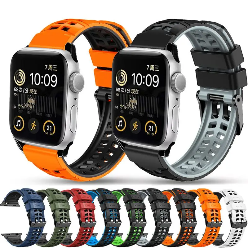 

Silicone Strap for Apple Watch Ultra 2 Band S10 46 42mm Bracelet Sport Watchband for iWatch Series 10 9 8 7 6 5 4 3 SE Correa