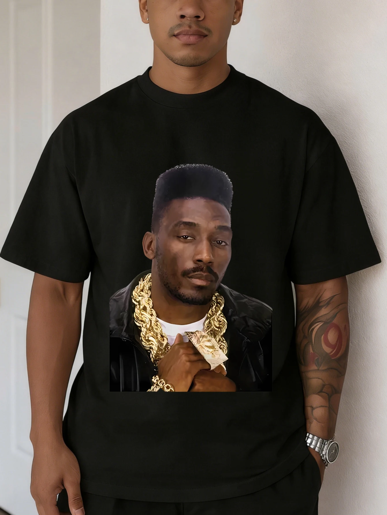 

Men's Oversized Cotton Streetwear T Shirts, Retro Pixel Character Printed Short Sleeve Summer Casual Tees Gift for Him