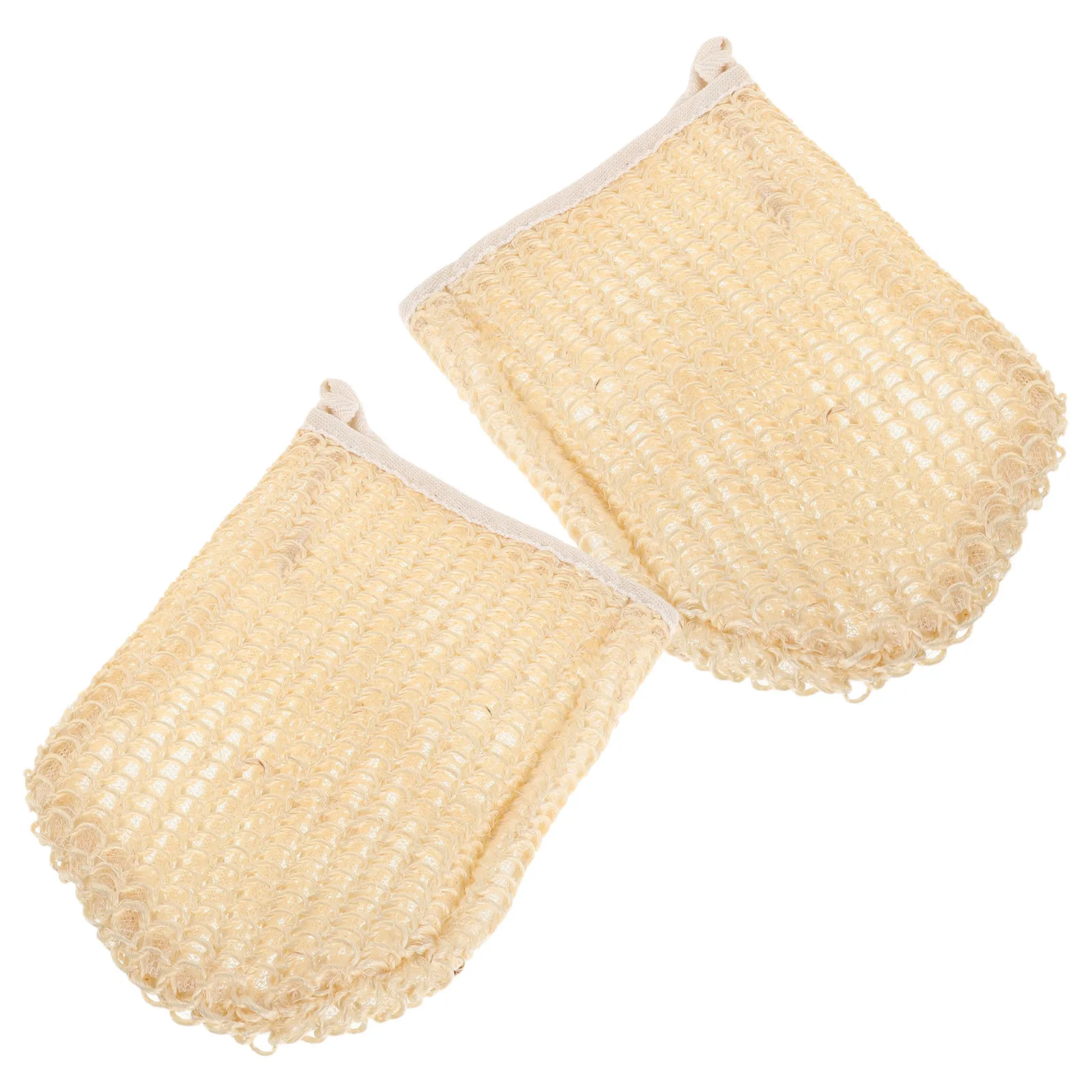 2Pcs Natural Sisal Sponge Exfoliator Gloves Deep Cleansing Body Scrubber Shower Exfoliating Mitts for Smooth Skin Renewal