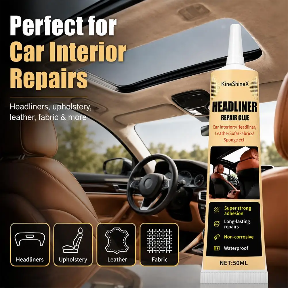 50ML Waterproof Car Headliner Repair Glue, Fabric Upholstery Adhesive for Car Roof Liner, Fabric, Leather and Interior Repairs view 2